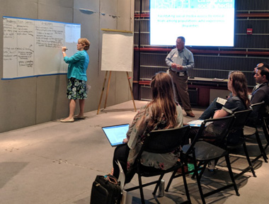 Holly Massett, PhD, Cancer Therapy Evaluation Program, facilitates a breakout session.