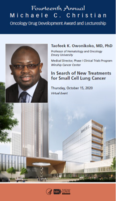 This award, honoring a mid-career oncology investigator was given to Taofeek K. Owonikoko, MD, PhD, Winship Cancer Center of Emory University. Dr. Owoniko gave the annual lectureship: “In Search of New Treatments for Small Cell Lung Cancer.”