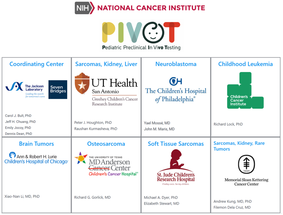 A graphic with the names and logos of PIVOT consortium member institutions. Long description available.
