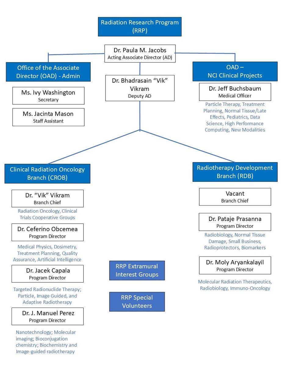 Organization chart for the Radiation Research Program