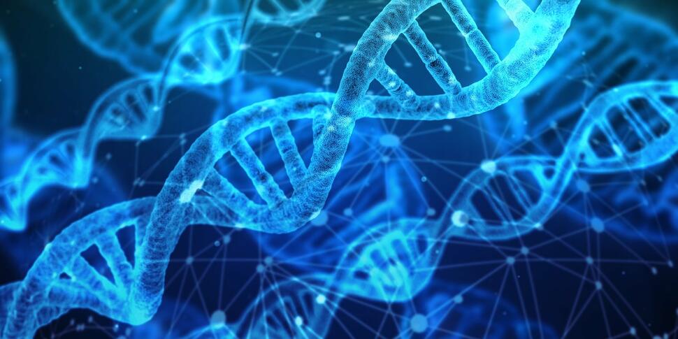 A futuristic illustration of DNA helices.