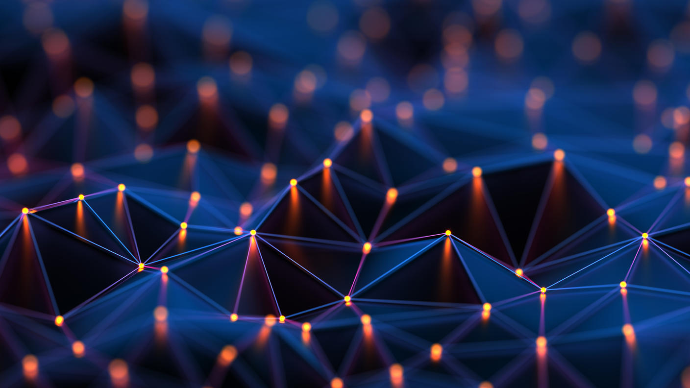 Abstract connections technology and digital network on a blue background