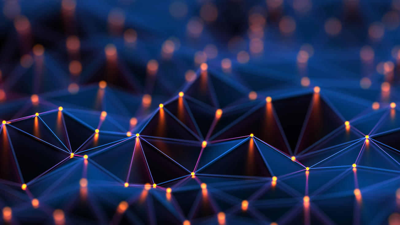 Abstract connections technology and digital network on a blue background