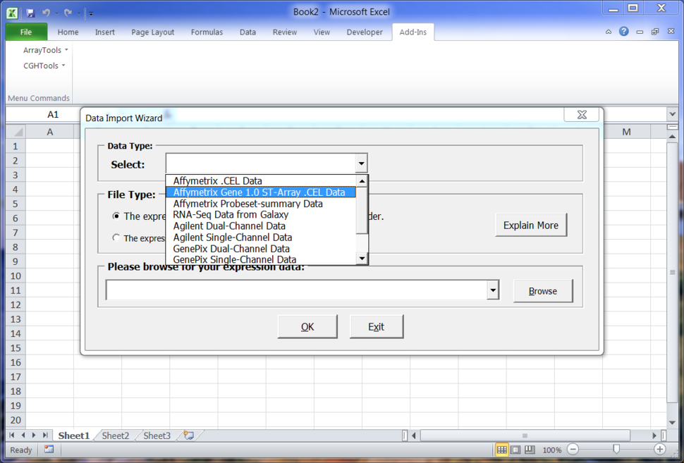 BRB ArrayTools supported data types