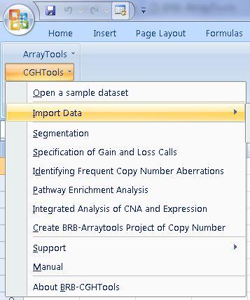 Analyze copy number data in BRB CGHTools